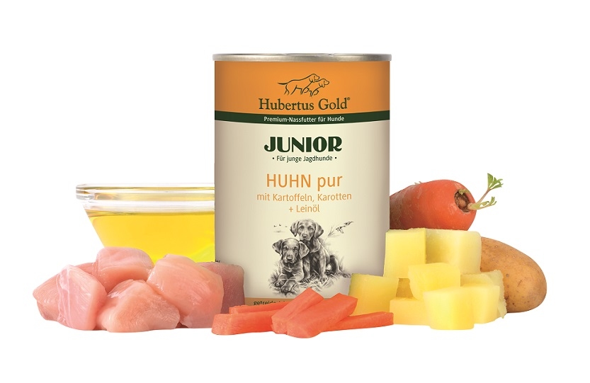 6 PACK: Hubertus Gold JUNIOR Huhn Pur (Kip) 400 Gr