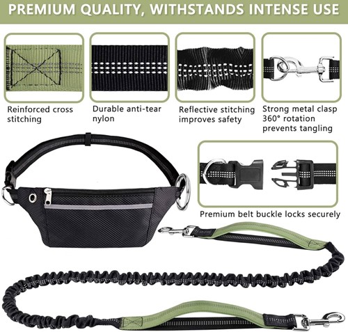 SALE: Hands Free Bungee leash olive-2
