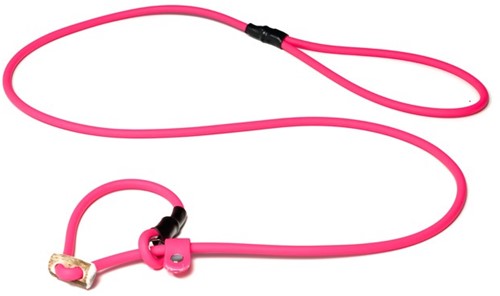 Biothane Sliplijn DUBBELE STOP 8mm x 130cm - Neon Roze
