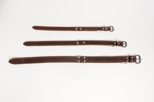 Soft Leren Onderlegde Halsband Coffee & Cinnamon Small / Medium / Large-2