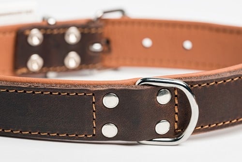 Soft Leren Onderlegde Halsband Coffee & Cinnamon Small / Medium / Large-3