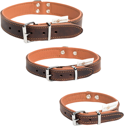 Soft Leren Onderlegde Halsband Coffee & Cinnamon Small / Medium / Large