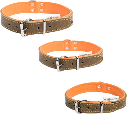 Soft Leren Onderlegde Halsband Hunting Green Small / Medium / Large