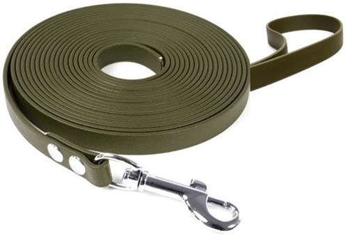 Biothane trainingslijn met handvat 9mm x 5m - Khaki