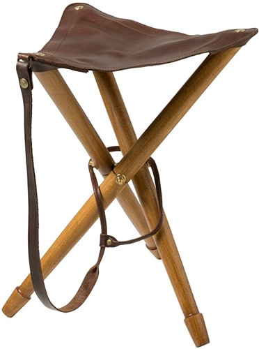 Driepootstoel met leren zitting  - Maat 65 (Zithoogte 55 cm)