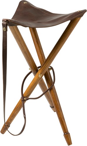 Driepootstoel met leren zitting  - Maat 75 (zithoogte 65 cm)