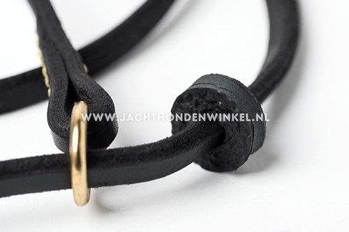 Leren showlijn Zwart 6mm x 110cm Met dubbele stop-3