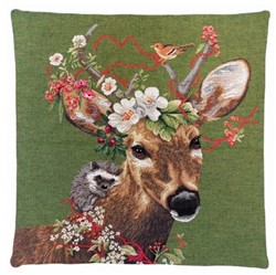 Gobelin Sierkussen Fairytail Deer & Hedgehog Green