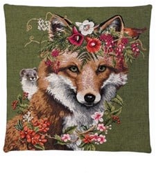 Gobelin Sierkussen Fairytail Fox & Weasel Green