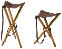 Driepootstoel met leren zitting Zithoogte: 50cm, 60 cm & 70 cm