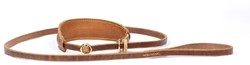 Luxe leren sliplijn met halsbeschermer Medium