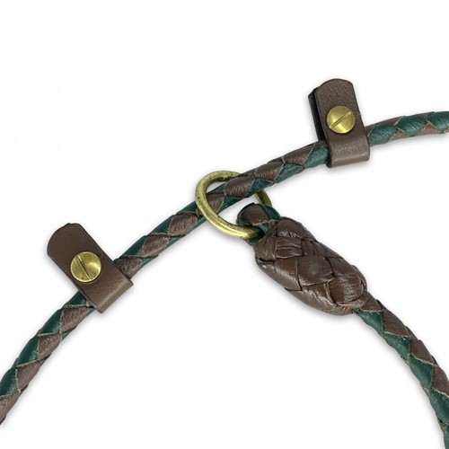 Leather By Beth Retriever Leash Cognac - Darkgreen 150cm x 8mm-2