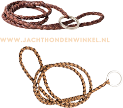 Fluitkoord Gevlochten Plaited Leather Chestnut & Naturel
