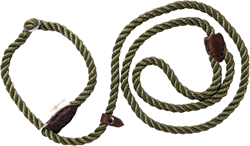 Hunter & Co Sliplijn Soft Rope Twisted Olive 10mm x 160cm Dubbele stop